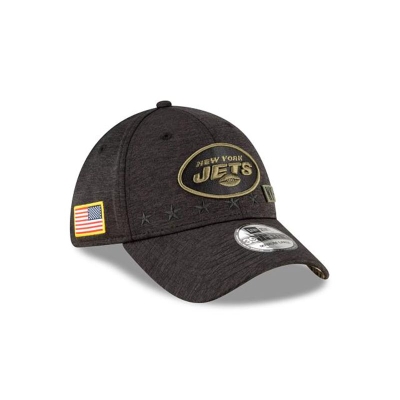 Black New York Jets Hat - New Era NFL Salute To Service 39THIRTY Stretch Fit Caps USA6375192